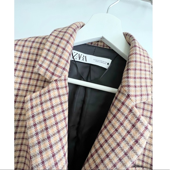 New Plaid Zara Oversized Blazer size XS - Picture 4 of 5